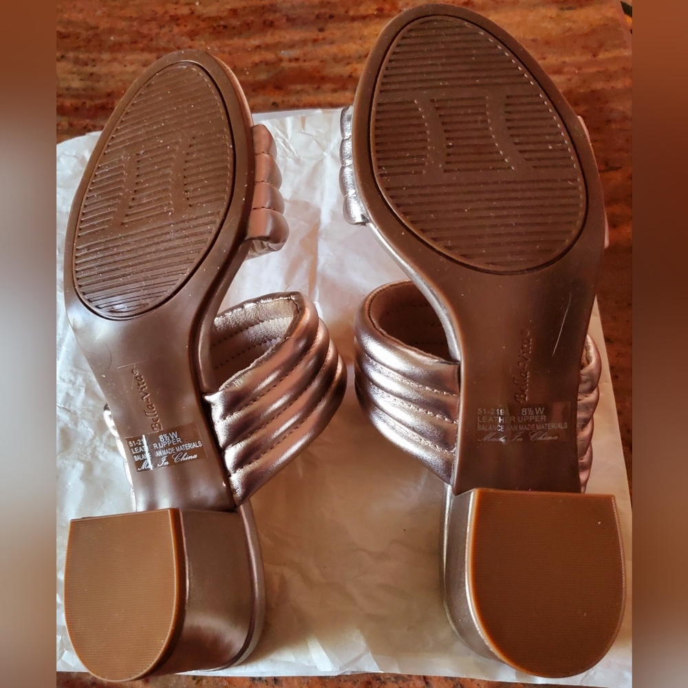 Bella Vita Rose Gold Double-Band Low Block Heel Mules - Picture 5 of 8
